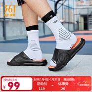 361°361AG拖鞋男鞋2022年夏季涼拖鞋女情侶款Q彈科技拖鞋籃球防滑家居 (男)烏黑色/火焰紅 35