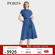 PORTS寶姿春季新款休閑系帶收腰牛仔連衣裙女LP8D214RDX004 牛仔藍 3XL (14)