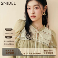 SNIDEL2025春夏優(yōu)雅蕾絲鏤空系帶泡泡袖雪紡襯衫SWFB251075 橄欖綠 均碼 (F)