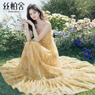 絲柏舍海邊度假大擺裙女2026夏裝新時尚氣質(zhì)顯瘦碎花連衣裙