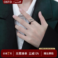 奧斯坦汀S999足銀戒指靈蛇形開(kāi)口尾戒食指對戒情人節新年禮物送男女生朋友 【可刻字/商家配送】黑色單只 開(kāi)口可調款