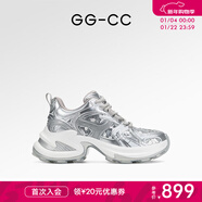 GG-CC【鞠婧祎同款】新款星夜飛行厚底透氣網(wǎng)面銀色老爹鞋女G24S2008 銀色 40