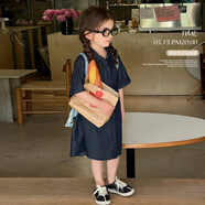 SEVEN BOBI柒號童倉女童韓版洋氣工裝牛仔裙夏裝新款兒童復古簡(jiǎn)約連衣裙潮 牛仔 現貨 120 cm