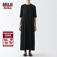 MUJI MUJI 女式 雙羅紋編織 五分袖連衣裙 BBP32A2A 裙子 黑色 M