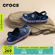 CROCS卡駱馳貝雅卡駱班洞洞鞋輕便耐磨拖鞋一腳蹬休閑鞋|205089 深藍/辣椒紅-4CC 41 /42(260mm)