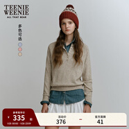 Teenie Weenie小熊女冬季休閑通勤彩色點(diǎn)子紗長(cháng)半開(kāi)襟套頭慵懶毛衣 卡其色 S 160