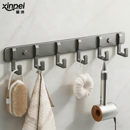 馨沛太空鋁掛鉤免打孔衛生間粘鉤門(mén)后壁掛衣鉤免釘毛巾衣服掛鉤排鉤