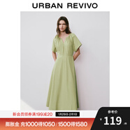 UR夏季新款女時(shí)尚優(yōu)雅氣質(zhì)溫柔風(fēng)后拉鏈連衣裙UWH740040 卡其綠 M