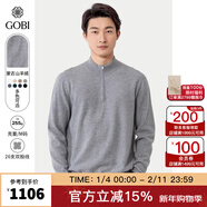 GOBI戈壁秋季純色簡(jiǎn)約基礎休閑拉鏈半高領(lǐng)男士針織衫毛衣上衣外套MK07 淺灰色 148 S