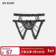 mybody商場(chǎng)同款內褲女性感情趣蕾絲鏤空開(kāi)襠低腰丁字褲 黑色千鳥(niǎo)格  L 
