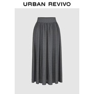 UR2026春季新款女裝簡(jiǎn)約休閑純色超寬松高腰A字半裙UWB550004 深灰花灰 S (XS-S)
