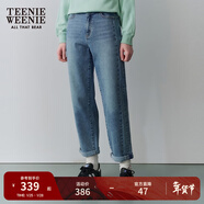 Teenie Weenie小熊女裝春季簡(jiǎn)約時(shí)尚學(xué)院美式牛仔褲老爹褲錐形長(cháng)褲 中藍色 M (165)