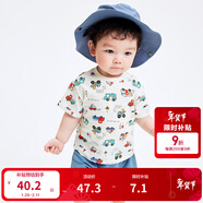 巴拉巴拉嬰兒t恤寶寶打底衫女童上衣男短袖夏季全棉可愛(ài) 綠紅色調00346 110