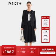 PORTS寶姿女裝2025早秋新款時(shí)尚黑色羊毛混紡夾克ALQ9J012GWF003 黑色 S （4）