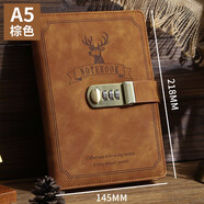 山頭林村覆古密碼本帶鎖A5創(chuàng  )意日記本簡(jiǎn)約學(xué)生書(shū)寫(xiě)筆記本日韓加厚少女手帳本筆歐式記本子文具文藝青年記事 棕色-鹿頭款