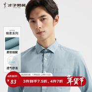 才子（TRIES）【新疆長(cháng)絨棉】商務(wù)休閑長(cháng)袖襯衫純色正裝襯衫垂順易打理職場(chǎng)襯衣 淺綠色 5XL 44(185/108A)