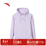 安踏（ANTA）運動(dòng)衛衣女秋冬新款加絨保暖套頭衫連帽運動(dòng)服 桃香紫-1 L （女170）