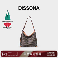 DISSONA迪桑娜女包幸運錦囊hobo包老花包單肩手提包情侶通勤【新年禮物】 棕色-小號（肩帶可調節）