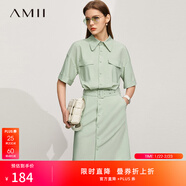 AMII女裝2025高級感襯衫連衣裙女夏季新款設計感氣質(zhì)裙子法式 薄荷綠 XL 170/92A