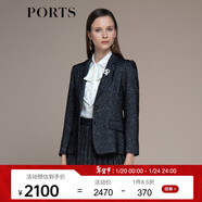 PORTS寶姿秋冬新品女裝長(cháng)袖中長(cháng)小西裝LM9J064NFF076 黑色混色 S (4)