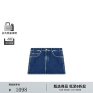 WE11DONE禮遇季女士經(jīng)典休閑時(shí)尚棉料低腰迷你水洗牛仔短裙 藍色 L