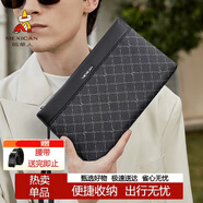 稻草人男士手包手拿包老花紋印花拉鏈信封包多卡位手抓包錢(qián)包新年禮物