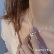 bhiodha銀圳幾何鑲鉆方形925純銀項鏈甜美時(shí)尚設計小眾氣質(zhì)女鎖骨鏈 幾何方形項鏈（嘴唇鏈） 925銀