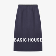 百家好（Basic House）Basic House/百家好高腰半身裙女2026新款通勤風(fēng)顯瘦開(kāi)叉包臀長(cháng)裙 藏青 L