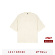 BODYDREAM索羅娜涼感短袖男夏季重磅破洞情侶裝t恤五分袖休閑上衣 杏色 （破洞版） L