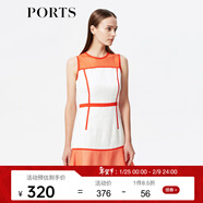 PORTS寶姿 秋季女裝無(wú)袖撞色秋裝分割連衣裙a字裙LW7D019MFD029 白色 XS (2)