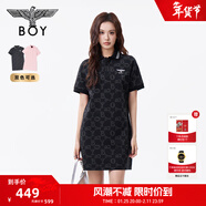 BOY LONDON【老錢(qián)風(fēng)POLO】粉色滿(mǎn)印春夏時(shí)尚潮牌女款連衣裙W17905 黑色 XS