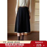 獨束[神裙3.0版]獨束大碼女裝高腰半身裙女秋冬微胖mm遮胯顯瘦A字裙 靜謐黑 M