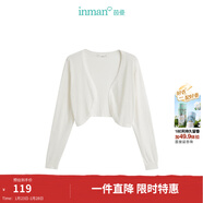 茵曼（INMAN）【商場(chǎng)同款】全棉長(cháng)袖針織開(kāi)衫2025春秋女裝新款百搭披肩短外套 白色 M