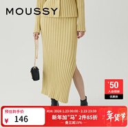 moussy 新品簡(jiǎn)約歐美風(fēng)側開(kāi)叉針織半身裙女010FAS70-7080 040酸橙色 00020/F