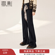 香影丹寧風(fēng)微喇牛仔褲女2025冬季新款配絲巾復古高腰顯瘦直筒長(cháng)褲 藏青 M 160/64A/95-110斤