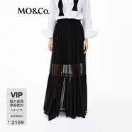 MO&Co.【NOIR系列】半身裙春5A+桑蠶絲小黑裙MBE1SKT043 黑色 S