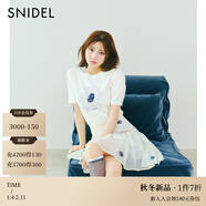 SNIDEL2025秋冬新品甜美高腰花朵印花半身裙百褶短裙SWFS254334 黃色 M (1)