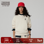 Teenie Weenie小熊秋季簡(jiǎn)約圓領(lǐng)套頭衛衣學(xué)院風(fēng)短款上衣休閑時(shí)尚女 乳白色 S (160)