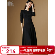 晚白【升級提腰線(xiàn)更顯瘦遮肉】紙片人搭配神裙洋氣百搭打底連衣裙 黑色 M