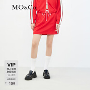 MO&Co.松緊腰撞色邊運動(dòng)休閑短款直筒半身裙紅色休閑裙子設計感裙子 大紅色 M 165