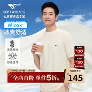 七匹狼【涼感+不易變形】短袖T恤男夏季圓領(lǐng)休閑透氣花紗華夫格t恤男裝