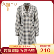 敦奴春季款優(yōu)雅時(shí)尚氣質(zhì)減齡格紋雙排扣女連衣裙 正黑色 XL