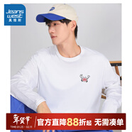 真維斯（Jeanswest）男裝長(cháng)袖T恤 2025春季新款圓領(lǐng)套頭衫男士印花寬松上衣服LE 漂白色2100 M 175/96A