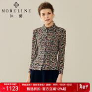 MORELINE【商場(chǎng)同款】沐蘭秋秋季冬小碎花清新翻領(lǐng)印花襯衫明星同款 圖片色 42