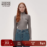 Teenie Weenie小熊女裝簡(jiǎn)約風(fēng)冬澳洲美麗諾羊毛亨利領(lǐng)打底針織毛衣 灰色 S 160