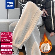 唐獅（TonLion）2024女束腳顯瘦休閑側拼衛褲WP 加絨款/冷麻灰 L 
