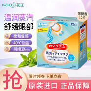 花王（KAO）蒸汽眼罩熱敷舒緩眼部疲勞發(fā)熱護眼貼膜遮光晚安眼膜睡覺(jué)上班族 男士眼罩薄荷香12枚