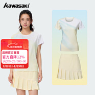 川崎（KAWASAKI）羽毛球服女神運動(dòng)套裝女夏季短袖T恤運動(dòng)裙繁花似錦運動(dòng)服速干衣 【套裝】奶油黃 M