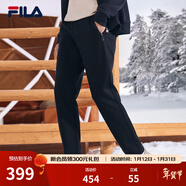 斐樂(lè )（FILA）官方冬季新款男子加絨保暖長(cháng)褲針織直筒運動(dòng)褲子百搭通勤休閑長(cháng)褲 【經(jīng)典款-加絨保暖版】正黑色-BK 2XL 185/92A
