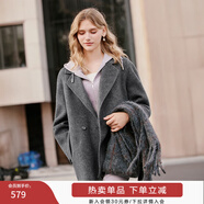 香影劉些寧同款雙面呢羊毛大衣女冬季小個(gè)子中長(cháng)紫色西裝毛呢外套 中灰 XL 170/92A/125-140斤